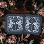 Royal Lion Mediaeval Sword Wedding Blue Ticket Paper Coaster<br><div class="desc">Add royal charm to your tablescape! These custom wedding coasters feature a majestic lion and floral design with your names and monogram, all in luxurious silver against a blue background. Perfect for a mediaeval fantasy celebration with timeless elegance! The silver featured on this item is NOT real foil and is...</div>