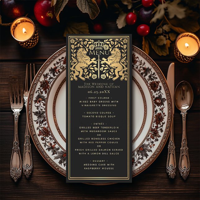 Royal Lion Mediaeval Sword Wedding Flat Menu (Creator Uploaded)