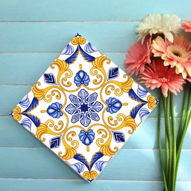 Royal Lisbon Scrollwork  Elegant Portuguese Blue  Tile (Creator Uploaded)