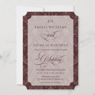 Royal Luxury Burgundy Wedding Invitation