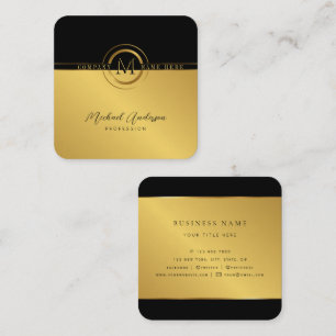 Royal Luxury Golden Round Frame Abstract Monogram Square Business Card