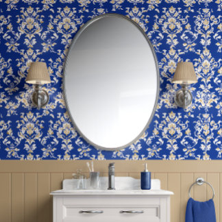 Royal Majesty – Cobalt Blue, Gold, White – Glam Wallpaper