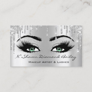 Royal Makeup Artist Lashes Rose Drip Green Gray Business Card