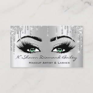 Royal Makeup Artist Lashes Rose Drip Green Grey Business Card