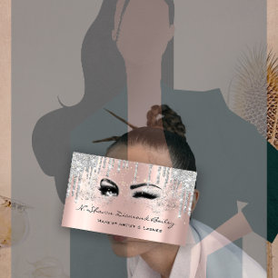 Royal Makeup Artist Lashes Rose Drip Silver Gray Business Card