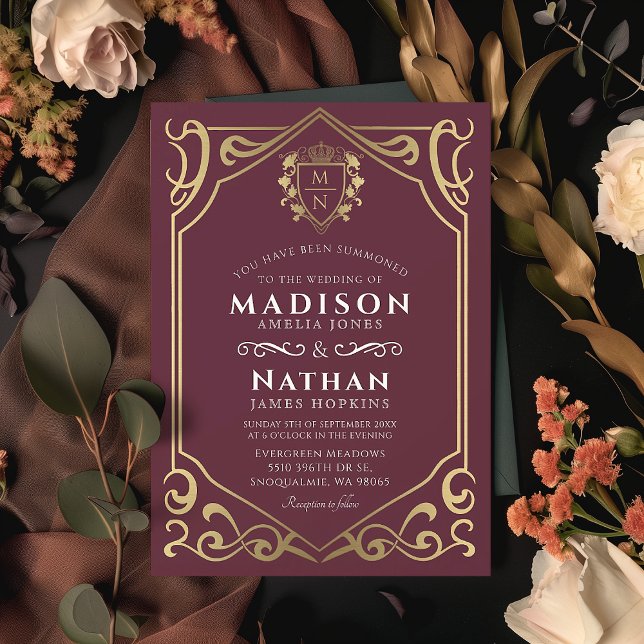 Royal Mediaeval Fantasy Monogram Wedding  Invitation (Creator Uploaded)