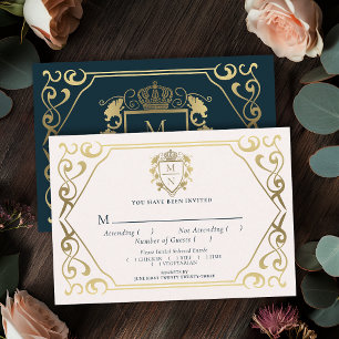 Royal Mediaeval Fantasy Monogram Wedding RSVP Enclosure Card