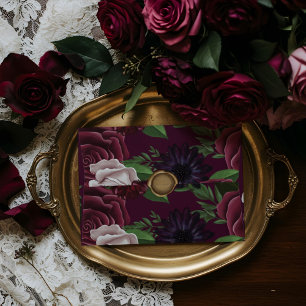 Royal Mediaeval Fantasy Plum Floral Wedding Seal Envelope