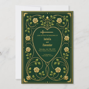 Royal Mediaeval Hearts & Sword Wedding Invitation