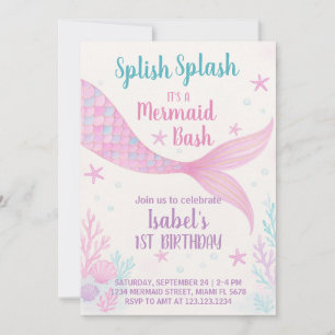 Royal Mermaid Princess Birthday Invitation