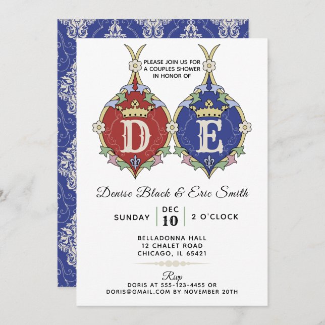 Royal Monogram Couples Wedding Shower Invitation (Front/Back)
