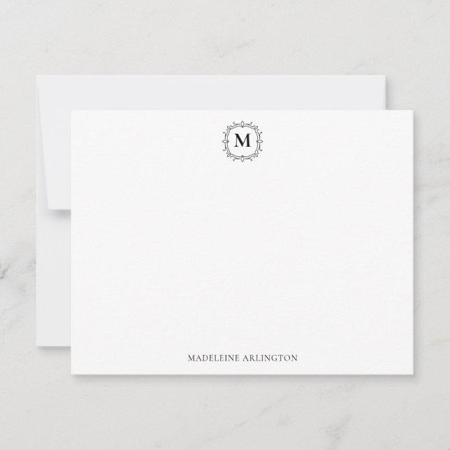 Royal Monogram Crest Classic Black Personalised Card (Front)
