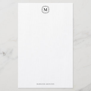 Royal Monogram Crest Classic Black Personalised Stationery