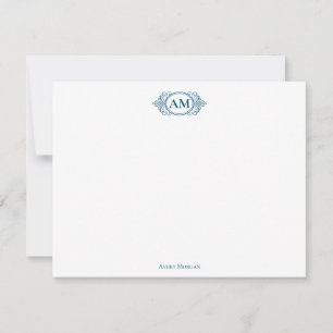 Royal Monogram Crest Navy Blue Personalised Card