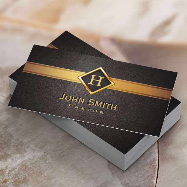 Royal Monogram Gold Label Pastor Business Card (Creator Uploaded)