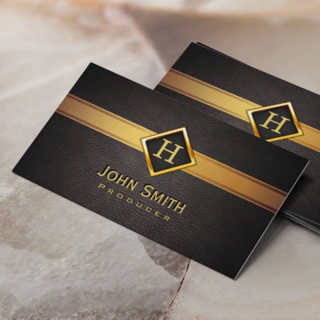 Royal Monogram Gold Label Producer Business Card (Creator Uploaded)