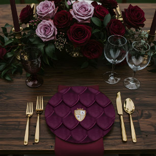 Royal Muse Mediaeval Dragon Fantasy Monogram Crest Paper Plate