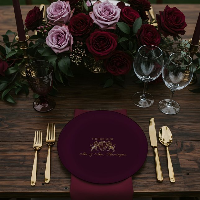 Royal Muse Mediaeval Fantasy Lion Emblem Wedding Paper Plate (Royal Muse Medieval Fantasy Lion Emblem Wedding Paper Plates)