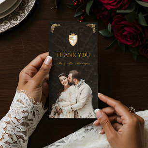 Royal Muse Mediaeval Fantasy Lion Emblem Wedding Thank You Card