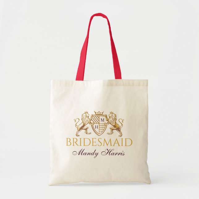 Royal Muse Mediaeval Fantasy Lion Emblem Wedding Tote Bag (Front)