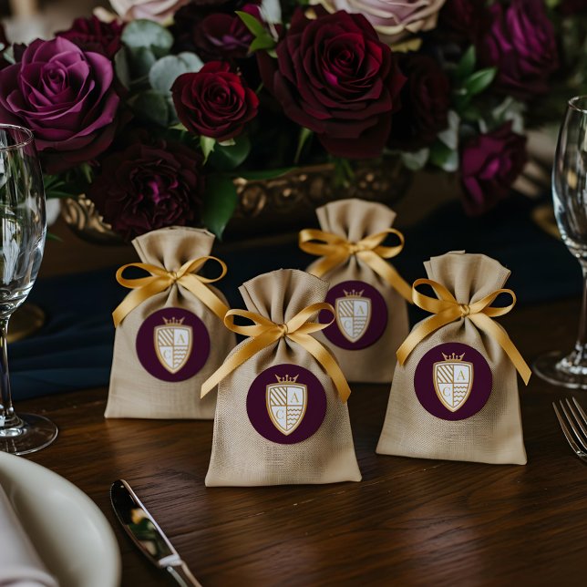 Royal Muse Mediaeval Fantasy Monogram Crest Weddin Classic Round Sticker (Royal Muse Medieval Fantasy Monogram Crest Wedding Classic Round Sticker)