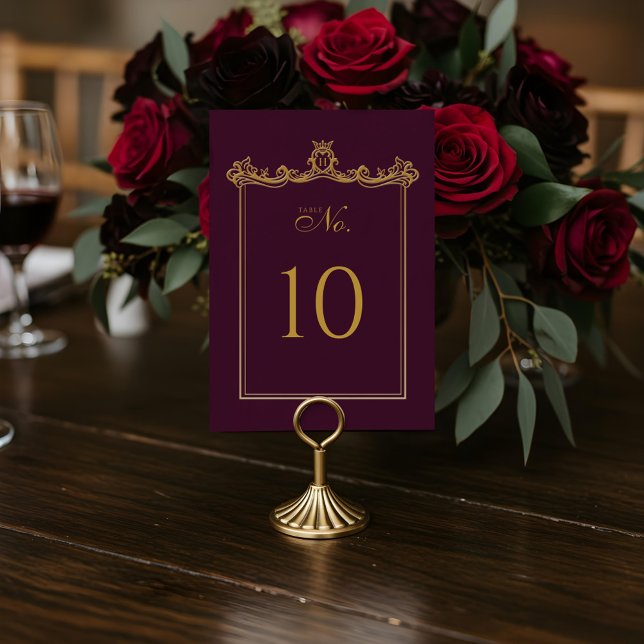 Royal Muse Mediaeval Fantasy Ornate Plum Wedding Table Number (Royal Muse Medieval Fantasy Ornate Plum Wedding Table Number)
