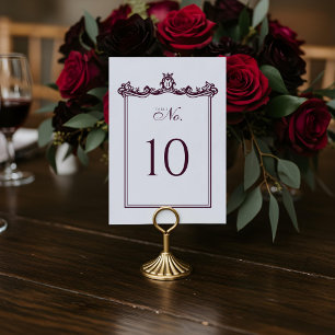 Royal Muse Mediaeval Fantasy Ornate White Wedding Table Number
