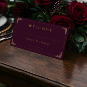 Royal Muse Mediaeval Fantasy Plum Floral Wedding Place Card
