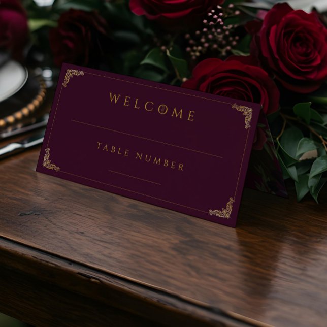 Royal Muse Mediaeval Fantasy Plum Floral Wedding Place Card (Royal Muse Medieval Fantasy Plum Floral Wedding Place Card)