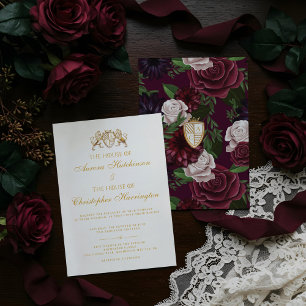 Royal Muse Mediaeval Fantasy White Floral Wedding Invitation
