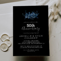 Royal Navy Blue Floral 50th Wedding Anniversary