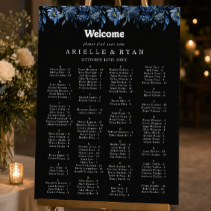 Royal Navy Blue Floral Alphabetical Seating Chart