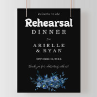 Royal Navy Blue Floral Rehearsal Dinner Welcome 