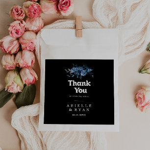 Royal Navy Blue Floral Thank You Wedding Favour Bags
