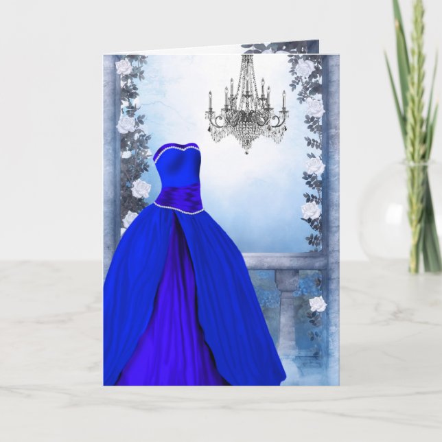 Royal Navy Blue Rose Party Invitation Card (Front)