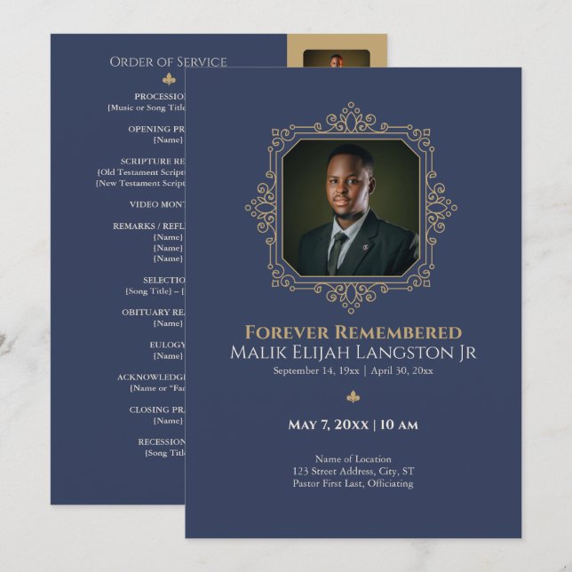 Royal Navy & Gold King Photo Memorial Program Invitation (Front/Back)