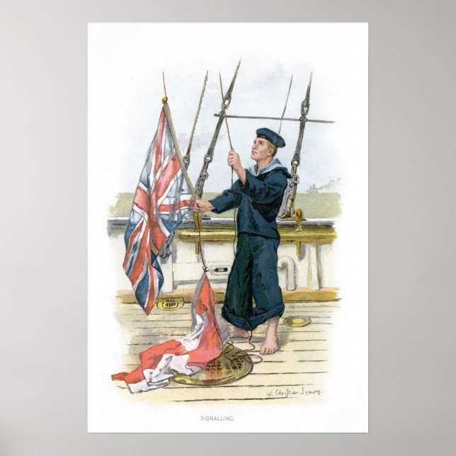 Royal Navy Sailor Signaling Poster (Front)