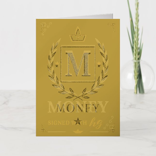 "Royal NMKY Emblem – Monogram M Crest Design" Foil Greeting Card (Front)