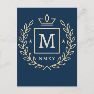 "Royal NMKY Emblem – Monogram M Crest Design" Invitation Postcard