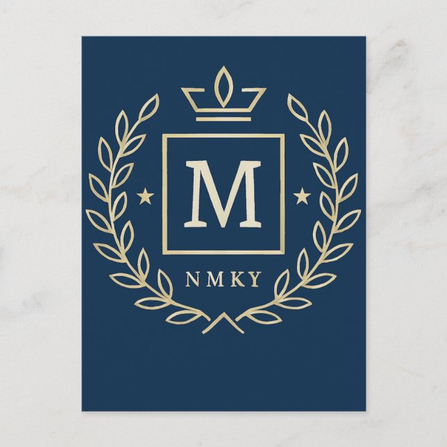 "Royal NMKY Emblem – Monogram M Crest Design" Postcard (Front)