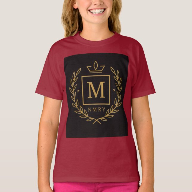 "Royal NMKY Emblem – Monogram M Crest Design" T-Shirt (Front)