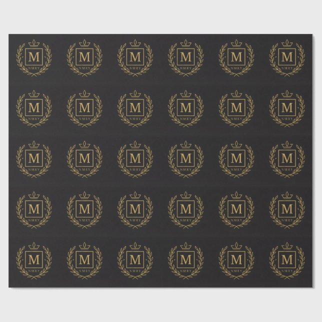 "Royal NMKY Emblem – Monogram M Crest Design" Wrapping Paper (Flat)