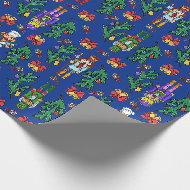 Royal Nutcracker and Wreath Pattern Wrapping Paper (Corner)