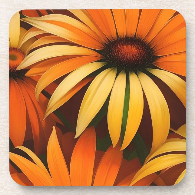 Royal Orange Coneflowers Coaster (Front)