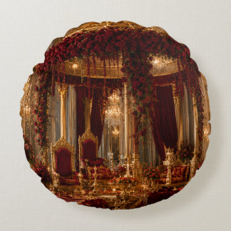 Royal Palace Burgundy Round Pillow