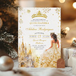 Royal Palace Gold Champagne Quinceanera Birthday Invitation<br><div class="desc">Royal Palace Gold Champagne Quinceanera invitation,  Ivory Floral Royal Princess Quince Invitation,  Winter Snowflakes Miss Quince Anos,  Sweet 16th Quinceasera Birthday Girl.</div>