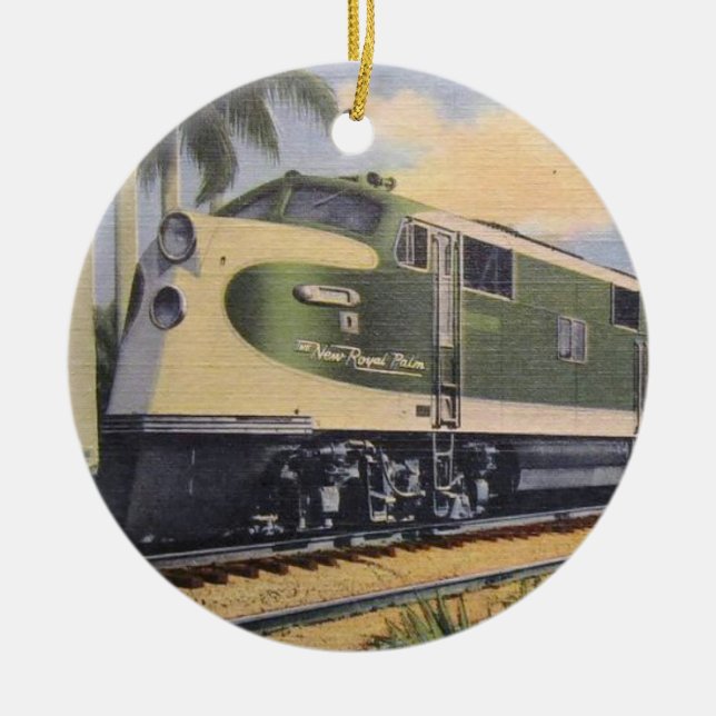 Royal Palm Locomotive Ceramic Tree Decoration (Front)
