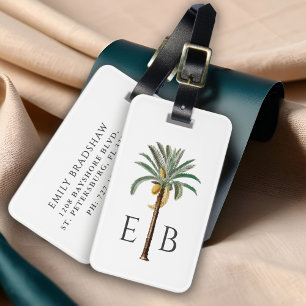 Royal Palm Logo Classic Tropical Monogram Luggage Tag