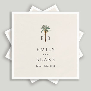 Royal Palm Logo Elegant Tropical Monogram Wedding Napkin