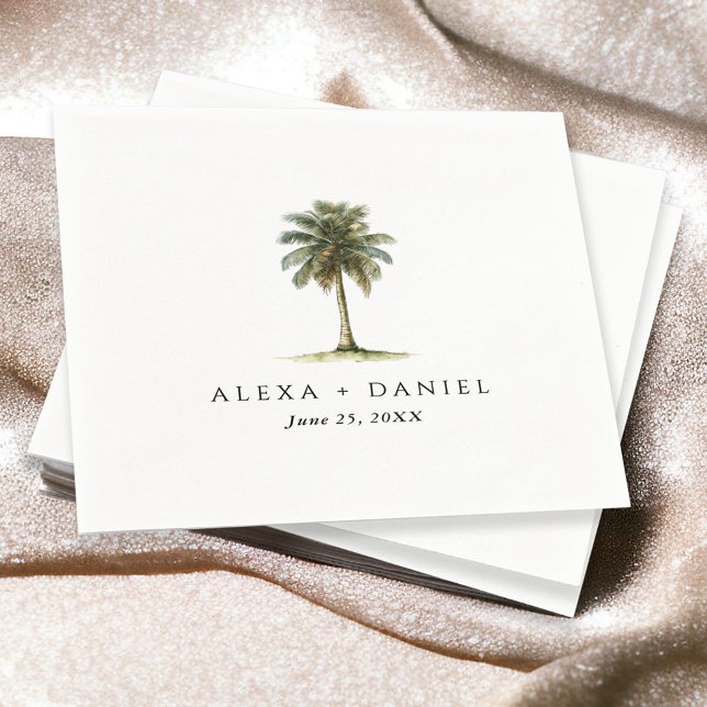 Royal Palm Tree Tropical Wedding Napkin (Creator Uploaded)